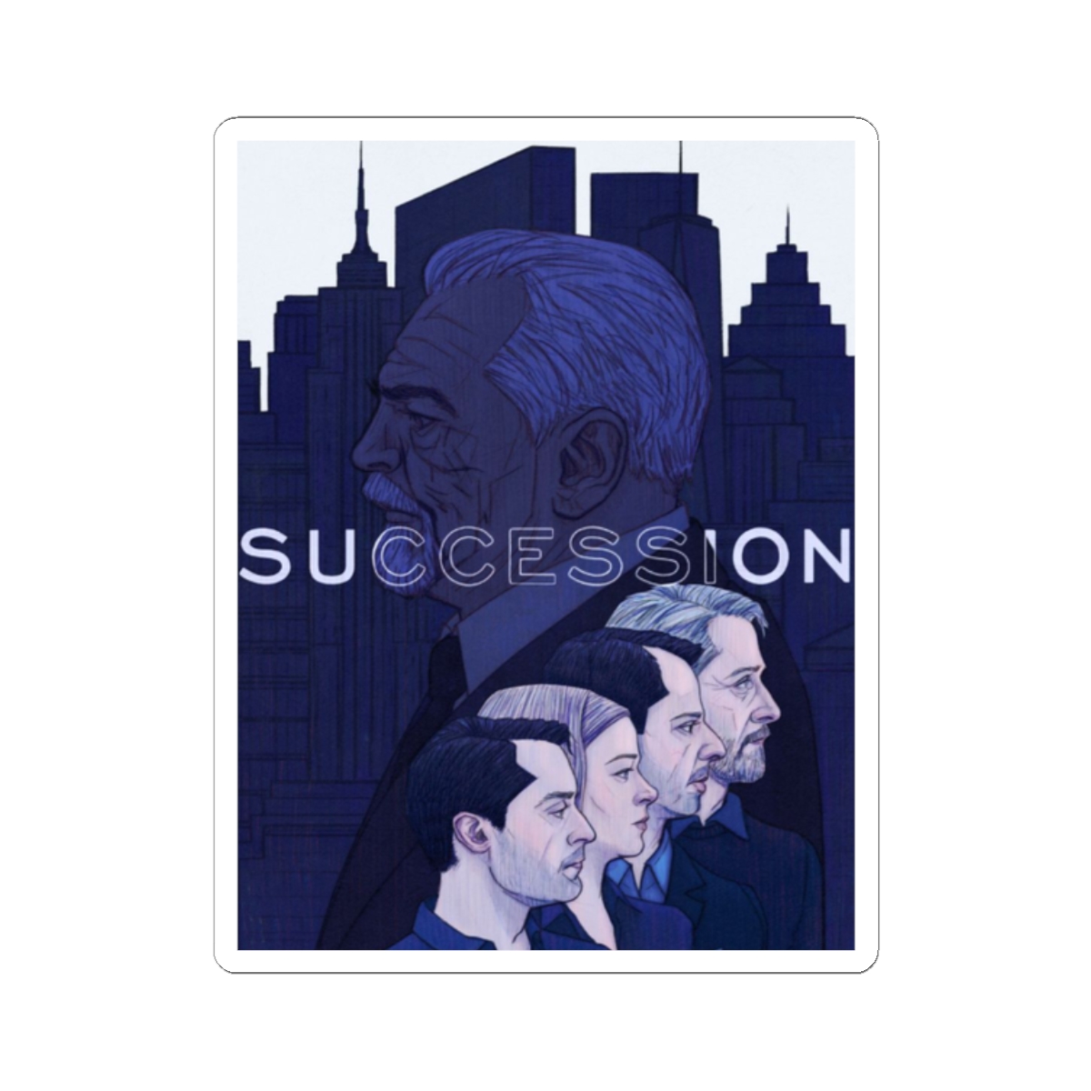 Succession Cast Portrait Kiss-Cut Sticker | TV Series Skyline | Succession - alternate angle 3, merchandise