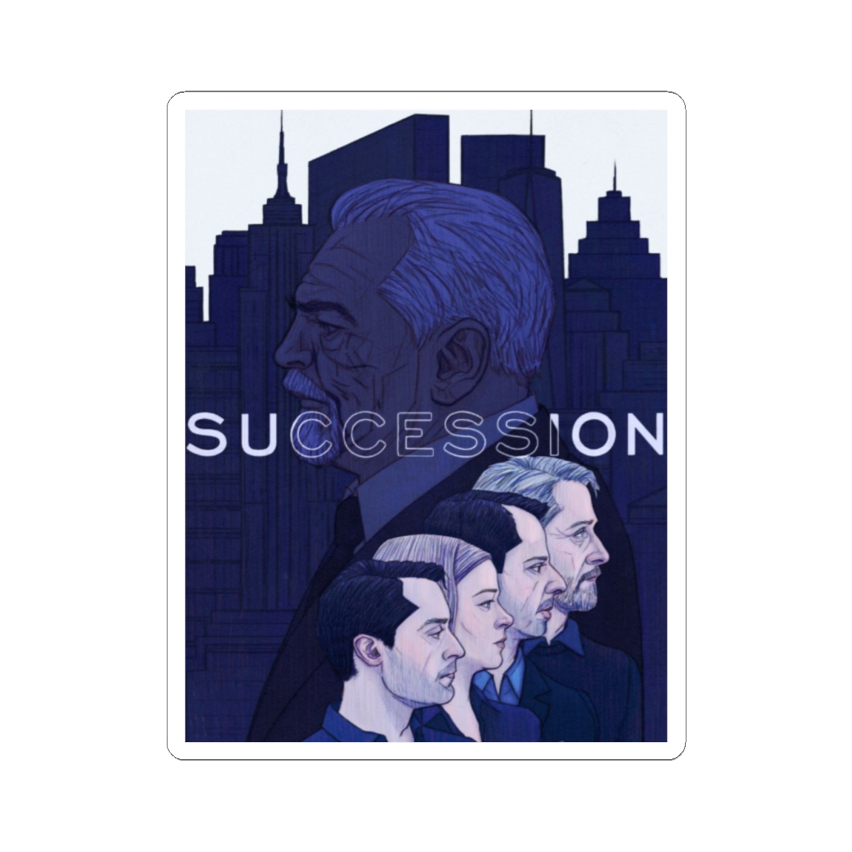 Succession Cast Portrait Kiss-Cut Sticker | TV Series Skyline | Succession - alternate angle 1, merchandise